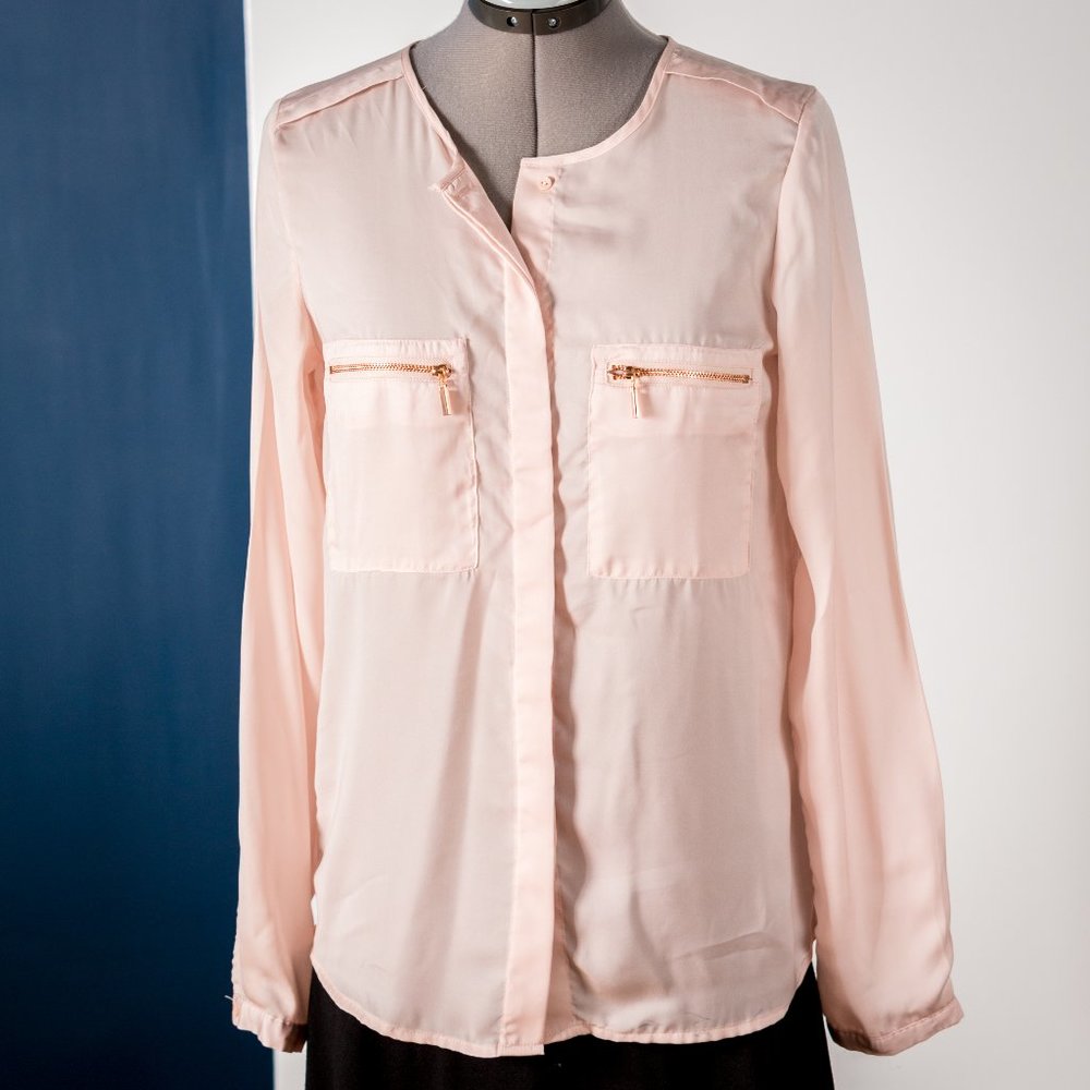 Blush Button Down with Rose Gold Embellishments